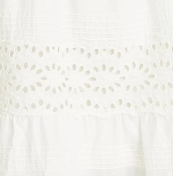 NWT- SEA NEW YORK Georgina S/S Cotton Eyelet Ruffle Tunic Dress in White, Size L - Picture 4 of 8